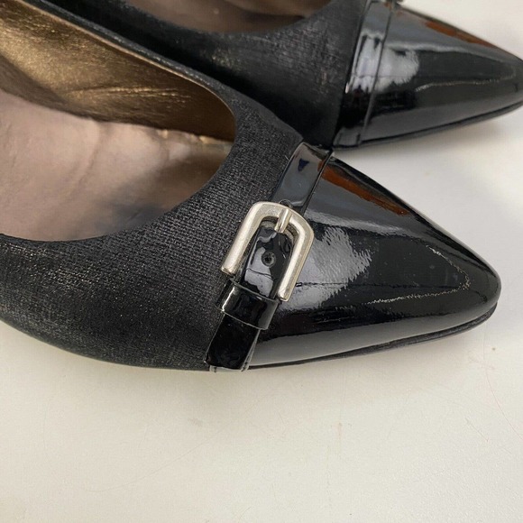 AGL Attilio Giusti Leombruni Pump Black Leather Low Heel Patent Point Ca… - Picture 3 of 10